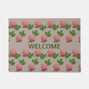 Mooie Roze Rozen op Beige Deurmat