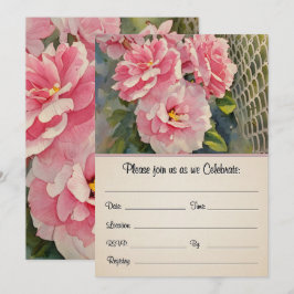 Mooie roze rozen op de voor- en achterkant van de  kaart