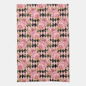 Mooie Roze Rozen op Harlekijn   Theedoek (Verticaal)