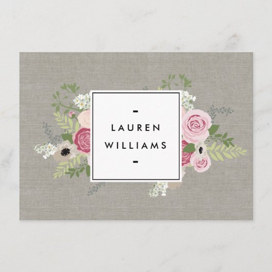 Mooie roze rozen op Linen Gift-certificaat (Voorkant)