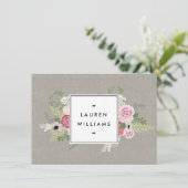 Mooie roze rozen op Linen Gift-certificaat (Staand voorkant)