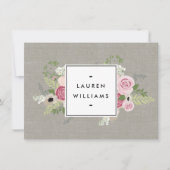 Mooie roze rozen op Linen Gift-certificaat (Voorkant)