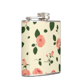 Mooie Roze Rozen Pastel Roze Patroon Heupfles (Rechts)