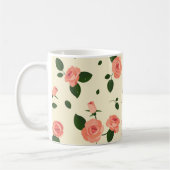 Mooie Roze Rozen Pastel Roze Patroon Koffiemok (Links)