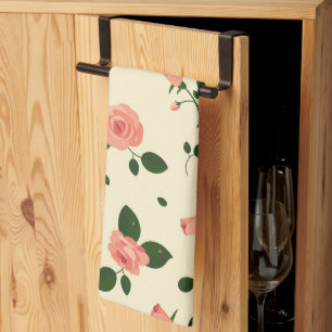 Mooie Roze Rozen Pastel Roze Patroon Theedoek