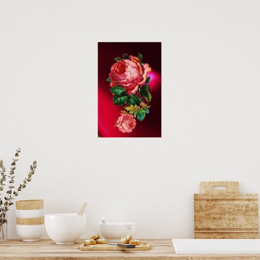 MOOIE ROZE ROZEN POSTER (Keuken)
