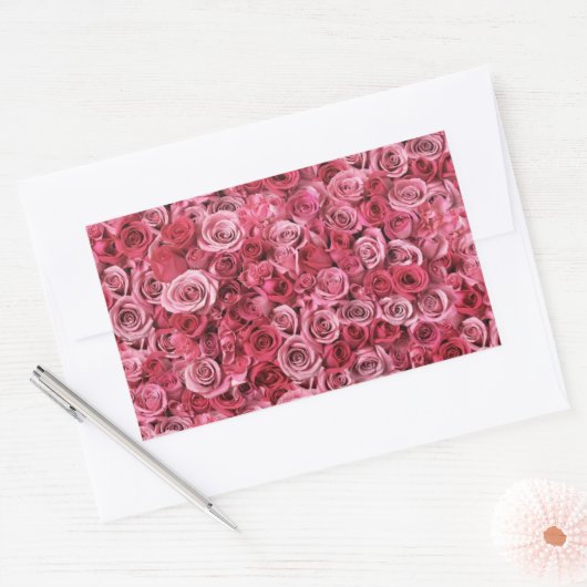Mooie roze rozen rechthoekige sticker (Envelop)