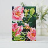 Mooie roze rozen, rode rozen, waterverf bloemen kaart (Staand voorkant)