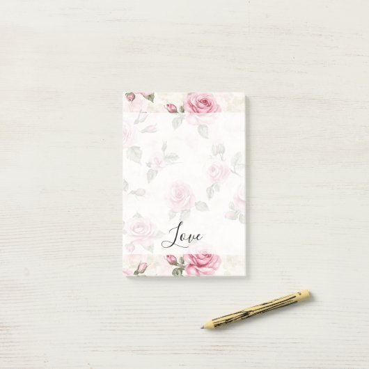 Mooie Roze Rozen Romantische Liefde Post-it® Notes (Op bureau)