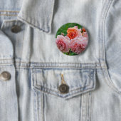 Mooie roze rozen ronde button 5,7 cm (In situ)