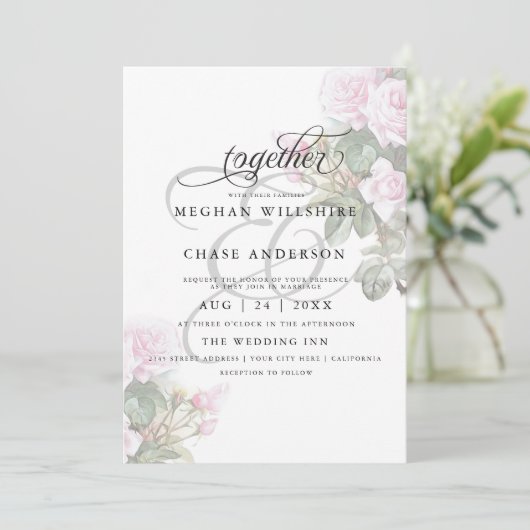 Mooie roze rozen rozen BarefootBride™ Kaart (Staand voorkant)