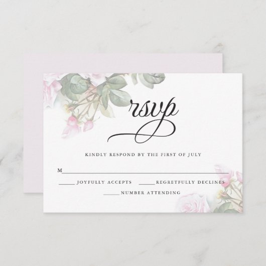 Mooie roze rozen rozen BarefootBride™ RSVP Kaartje (Voorkant / Achterkant)