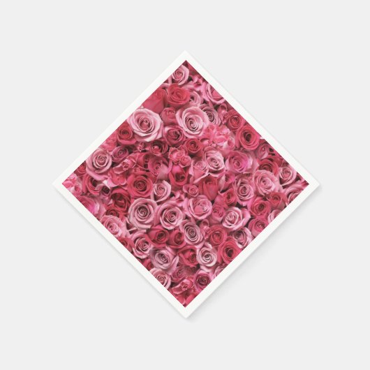 Mooie roze rozen servet (Hoek)