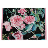 Mooie roze rozen tas groot cadeauzakje (Voorkant)