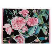 Mooie roze rozen tas groot cadeauzakje (Achterkant)