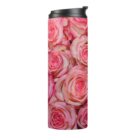 Mooie roze rozen thermosbeker (Gedraaid links)