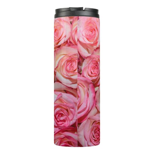 Mooie roze rozen thermosbeker (Achterkant)
