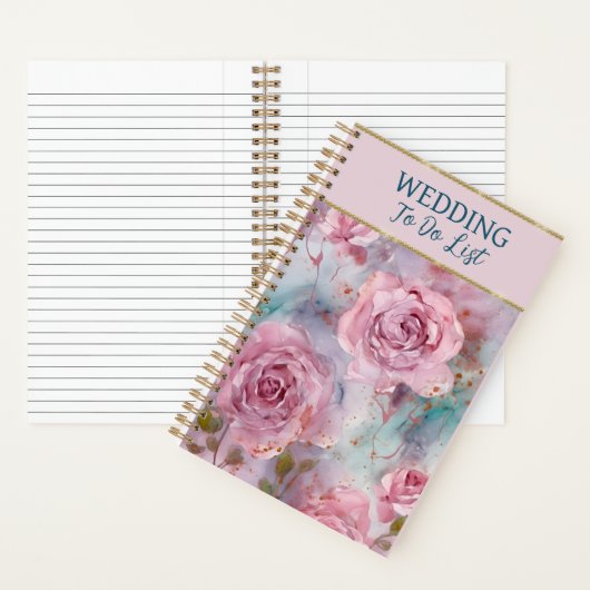 Mooie Roze Rozen Trouw Planner Notitieboek (Binnen)