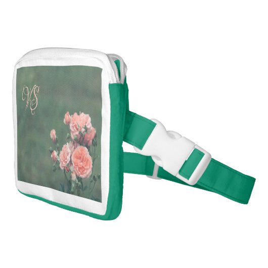 Mooie roze rozen. Voeg je monogram toe. Heuptasje (Schuin)