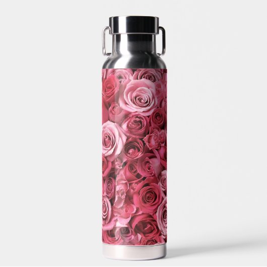 Mooie roze rozen waterfles (Voorkant)