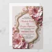 Mooie roze rozen weddenschappen kaart (Voorkant / Achterkant)