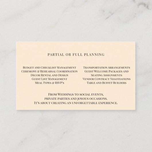 Mooie Roze Rozen Wedding Event Planner Visitekaartje (Achterkant)