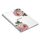 Mooie roze rozen wit notitieboek (Rechterzijde)