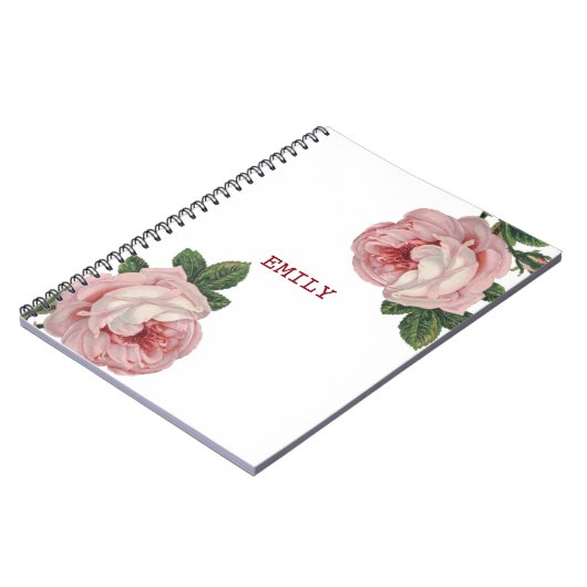 Mooie roze rozen wit notitieboek (Linkerzijde)