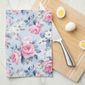 Mooie roze rozen witte bloemen patroon theedoek (Quarter Fold)