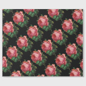 MOOIE ROZE ROZEN ,Zwart Cadeaupapier (Vlak)