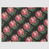 MOOIE ROZE ROZEN, zwarte bloemen Tissuepapier (Voorkant)