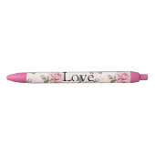Mooie Roze Rozen Zwarte Inkt Pen (Voorkant)