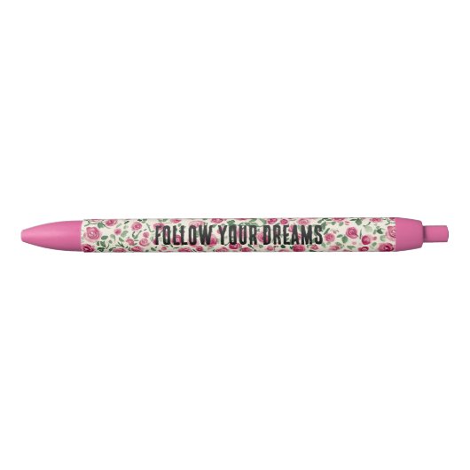 Mooie Roze Rozen Zwarte Inkt Pen (Voorkant)