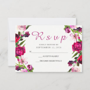 Mooie roze rozenweddenschappen RSVP uitnodigen Kaartje