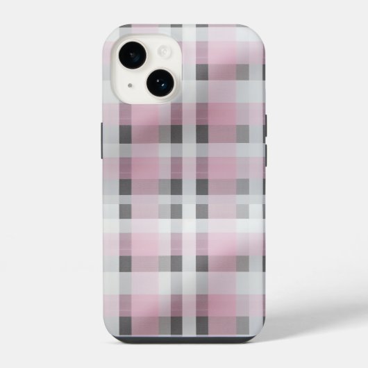 Mooie roze ruitpatroon – Trendy Schotse ruit iPhone Hoesje (Achterkant)