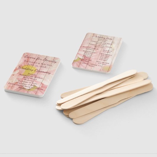 Mooie roze rustieke bloemen bruiloft programma handwaaier (Niet-gemonteerd)