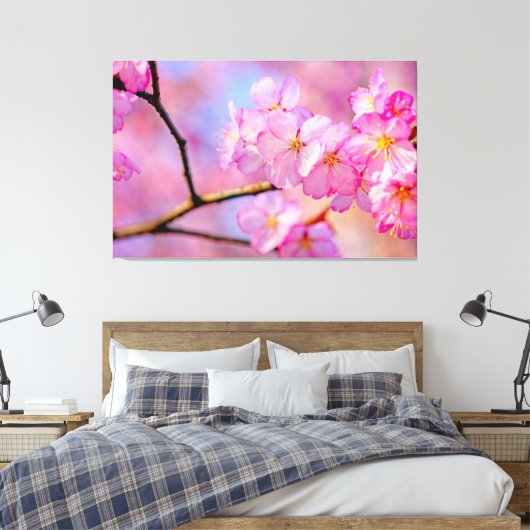 Mooie roze Sakura-bloemen in de lente Canvas Afdruk (Insitu (Slaapkamer))