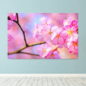 Mooie Roze Sakurabloesems in de lente Canvas Afdruk (Insitu (Houten vloer))