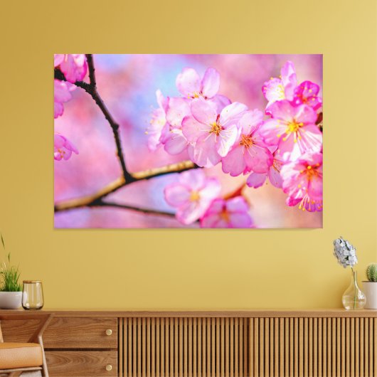 Mooie Roze Sakurabloesems in de lente Canvas Afdruk (Insitu (Woonkamer))