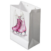 Mooie Roze Schaatsen Kerst Medium Cadeauzakje (Voorkant Gekanteld)