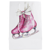 Mooie Roze Schaatsen Kerst Medium Cadeauzakje (Achterkant)