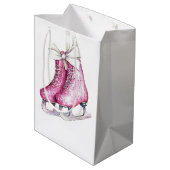 Mooie Roze Schaatsen Kerst Medium Cadeauzakje (Achterkant Gekanteld)