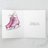 Mooie Roze Schaatsen Verjaardag Kaart (Binnen)