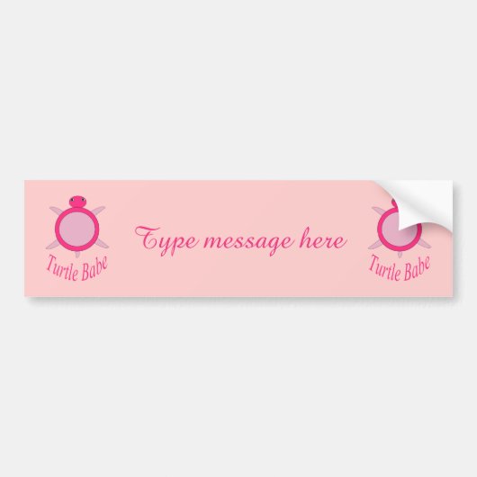 Mooie Roze Schildpad Baby Autosticker Bumpersticker (Voorkant)