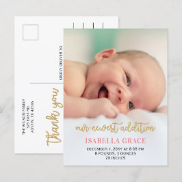 Mooie Roze Scriptie Foto Geboorteaankondiging Baby Aankondigingskaart