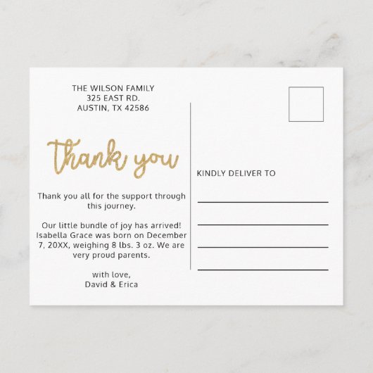 Mooie Roze Scriptie Foto Geboorteaankondiging Baby Aankondigingskaart (Achterkant)