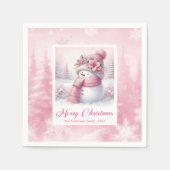 Mooie Roze Sneeuwman Kerst Scene Servetten Kindere (Voorkant)