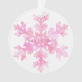 Mooie roze sneeuwvlok kerst ornament (voorkant)