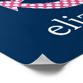 Mooie Roze Stip Anker met Marineblauwe Aangepaste  Poster (Hoek)