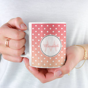 Mooie Roze Stip Ombre met Personalatie Koffiemok
